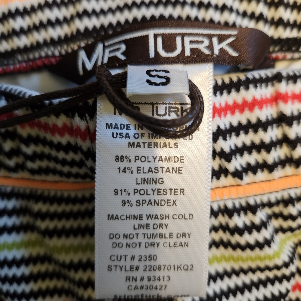 Mr. Turk South Beach Swim Trunk Multicolor Striped Swim Briefs Mens Size Small - Picture 5 of 8
